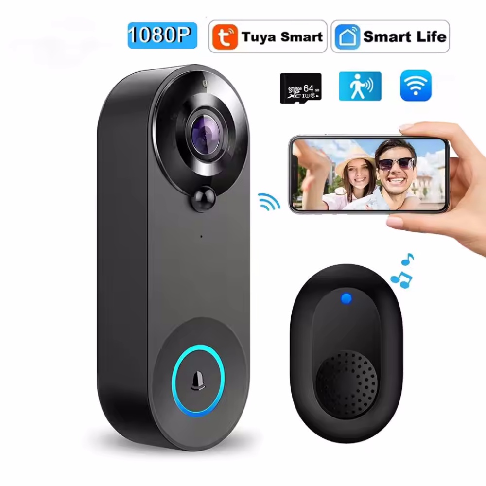 Home Security Doorbell Camera - Tuya 1080P Wireless WIFI Doorbell Video