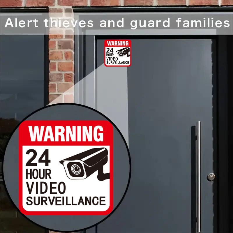 Home Security Companies - 5 Sheets/Pack 5*5in 24-Hour Surveillance Warning