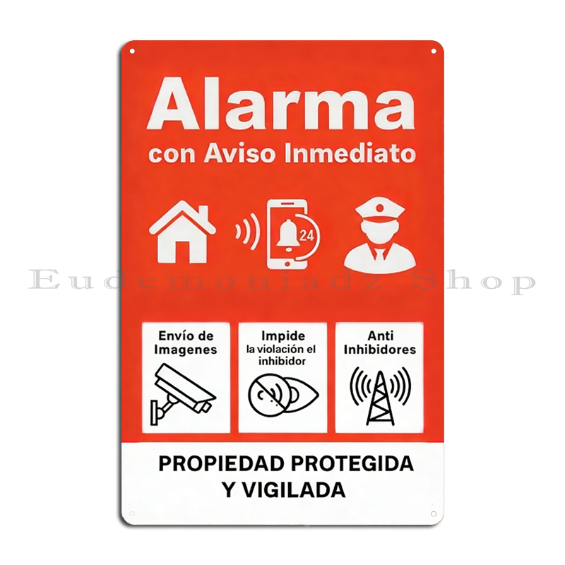 Home Security Deals - Retro 24h Alarm System Metal Sign