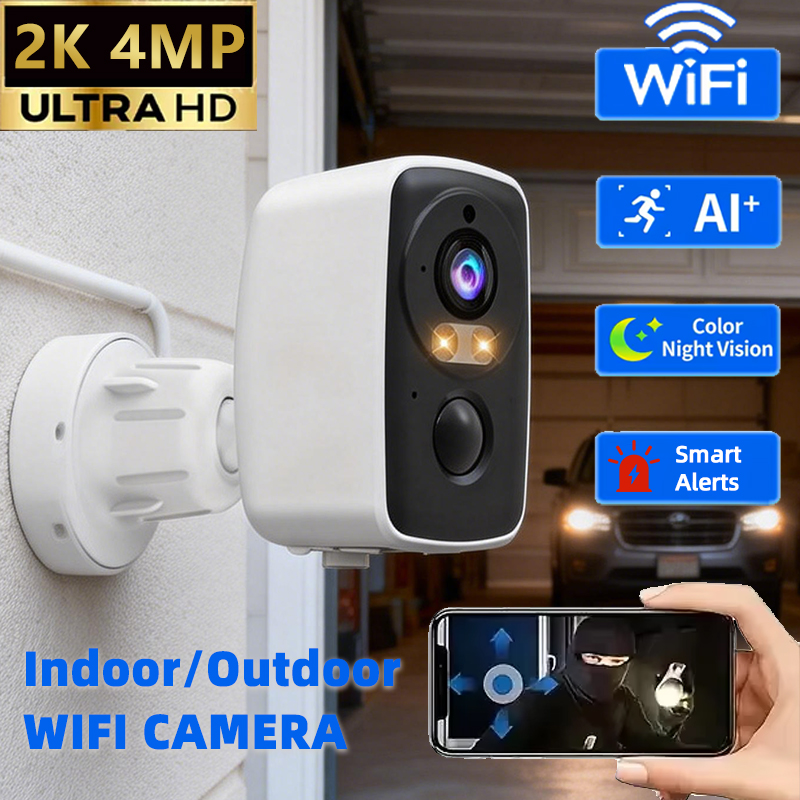 Home Security Usa - 4MP Outdoor Security Camera Rechargeable Battery