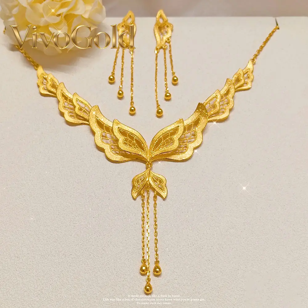 Home Security Companies - VivoGoldButterfly Love Necklace 9999 24K Real