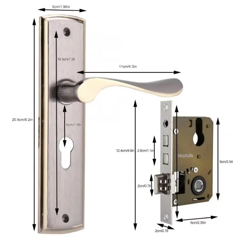 Gold Door Handle Lock Silent H - đánh giá và giá Home Security Product