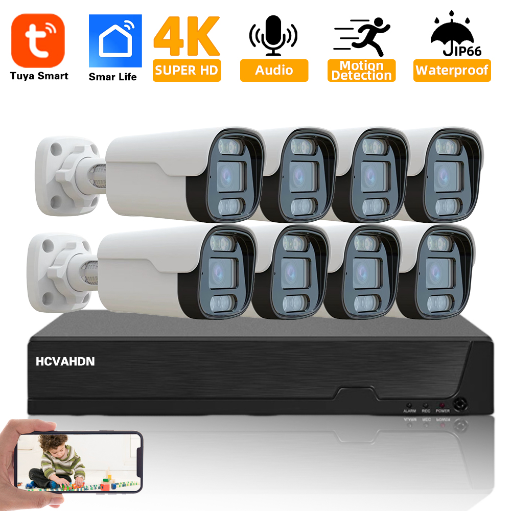 4K 8MP TUYA Security Kit 8CH P - đánh giá và giá Nvr Kit 8 Channel