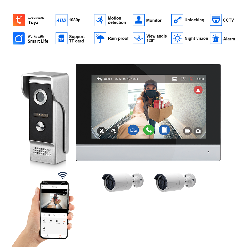 7Inch IPS Screen 2MP  Tuya Rem - đánh giá và giá Home Security Doorbell Camera